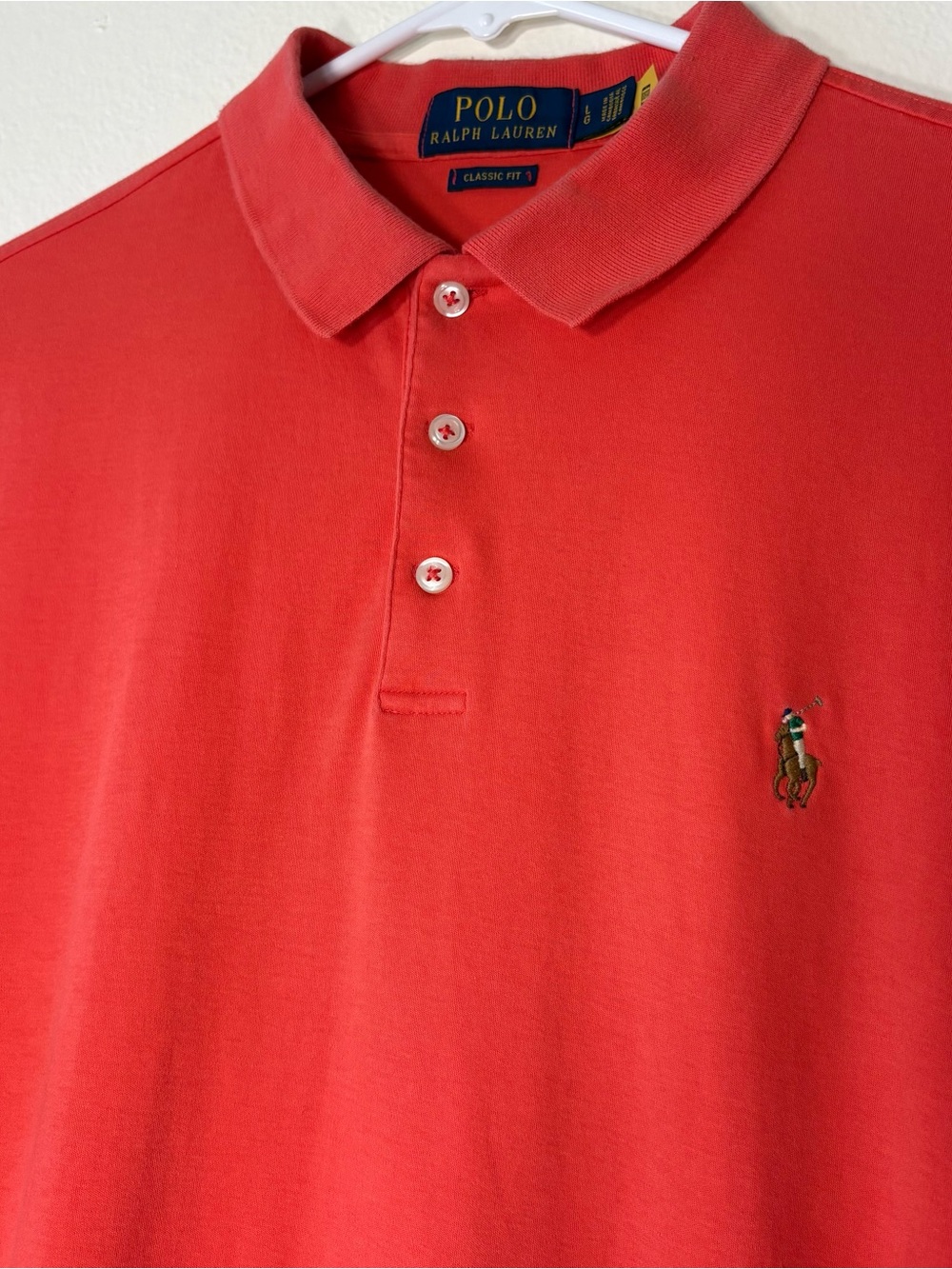 Authentic Polo by Ralph Lauren Men’s Coral Classic Fit Polo Shirt- Large